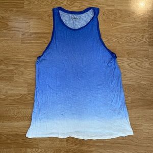 Blue ombre into white tank top